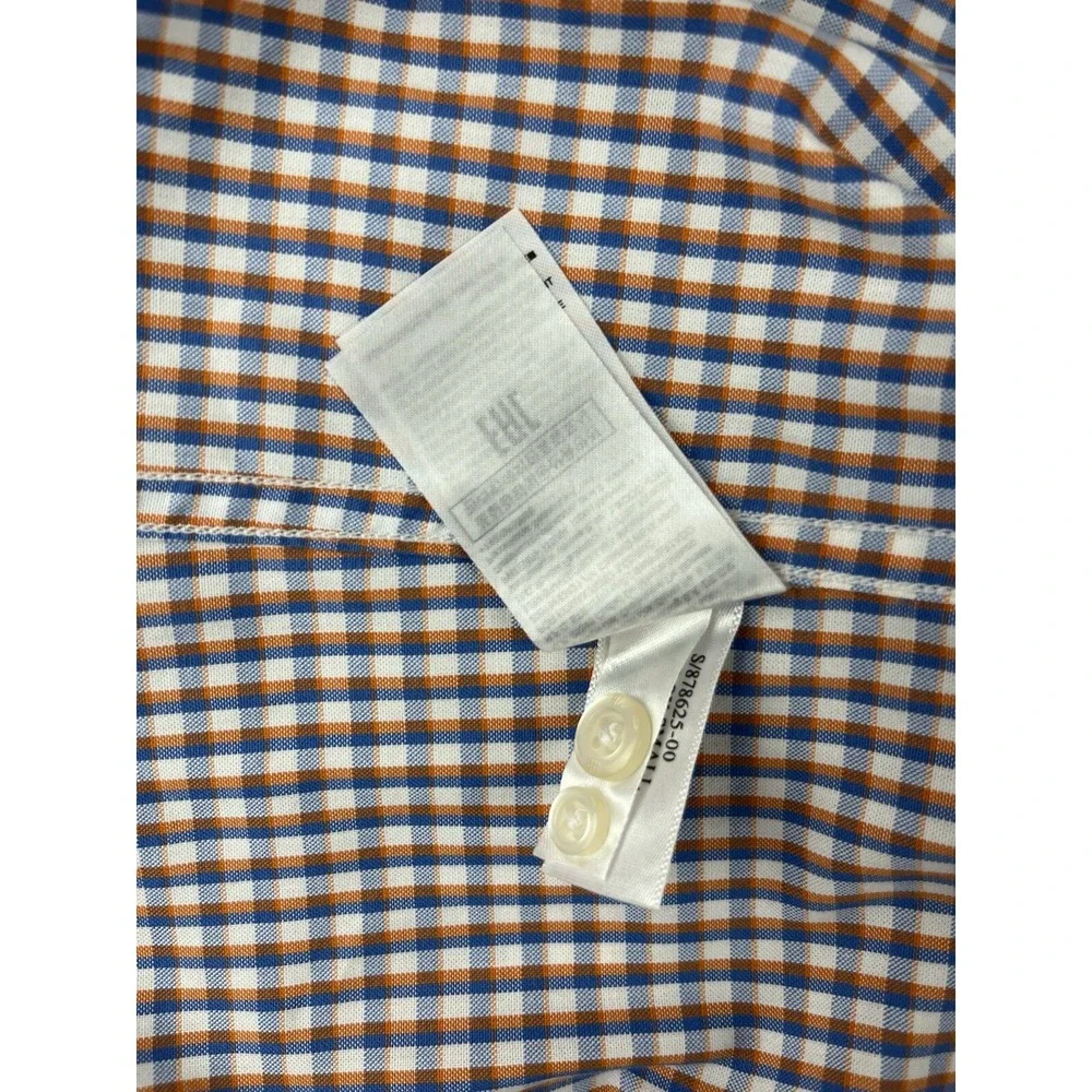 BANANA REPUBLIC Shirt Men Large Check Gingham Grant Fit Stretch Pinpoint Oxford